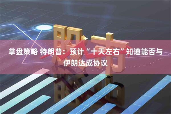 掌盘策略 特朗普：预计“十天左右”知道能否与伊朗达成协议
