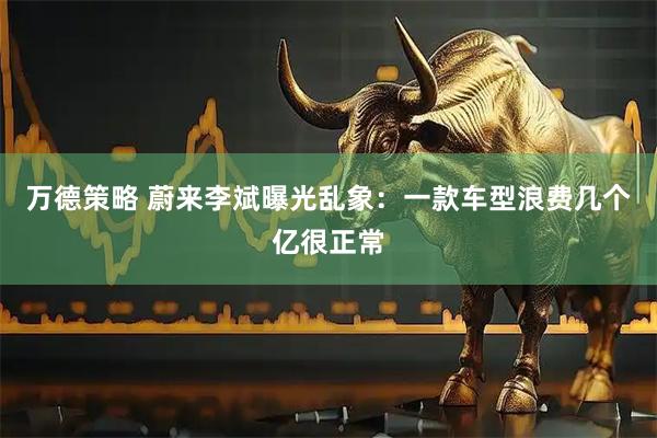 万德策略 蔚来李斌曝光乱象：一款车型浪费几个亿很正常